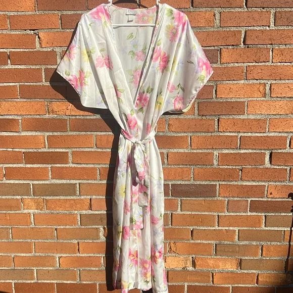 Vintage Cinema Etoile Floral Pattern Pastel Colors Robe Duster - Picture 1 of 10